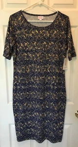 Lularoe Women's Julia Dress Gray Blue Yellow Size Large NWT - Picture 1 of 7
