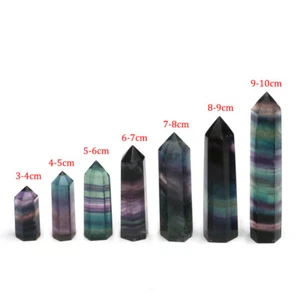Varita hexagonal de cuarzo arco iris fluorita torre punta de piedra cristal natural Reiki - Imagen 1 de 12