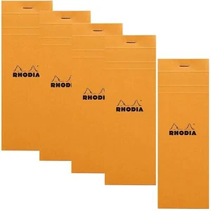 Rhodia Staplebound Notepad 5-Pack Orange Graph 3 x 8 1/4 - NEW - R82009 - Picture 1 of 4