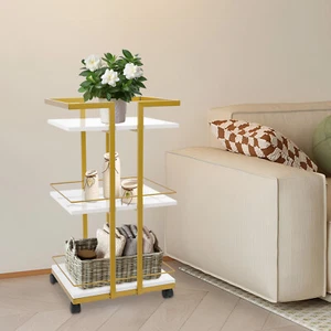 360° Swivel 3 Tiers Storage Trolley Rolling Utility Cart Mobile Shelving Unit US - Bild 1 von 14