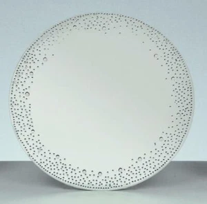 20cm Diameter Silver Mirror Candle Plate With Crystals Round - Picture 1 of 1