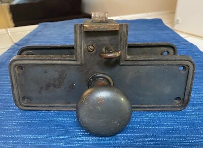 Antique Art Deco 1899 Door Knob Lock Hardware Set Architecture Salvage 3B - Image 1 of 4