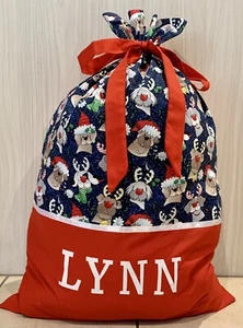 PERSONALISED NAME CHRISTMAS / SANTA SACK / PRESENT SACK - Reindeer Doggies - - Picture 1 of 4