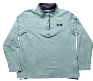 Vintage LL Bean Sweater W/Collar Henley 1/4 Button Blue Green Mens Large LOGO - Picture 1 of 10