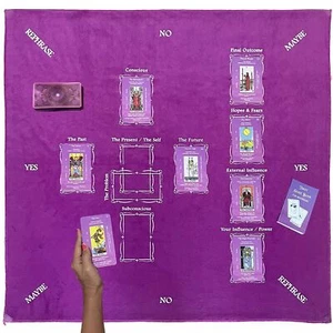 Tarot Divination Table Card Reading Cloth - Purple Velvet with Celtic Cross P... - Picture 1 of 5