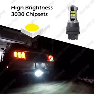 White 3156 3157 LED Reverse Backup Light Bulb For 2015 - 2020 2021 Ford Mustang - Foto 1 di 9
