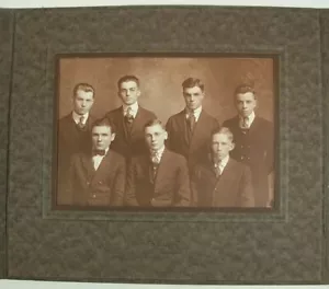 VINTAGE PHOTO 7 BOYS IN SUITS SKRIVSETH MINOT NORTH DAKOTA - Picture 1 of 4