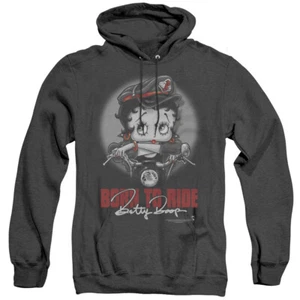 BETTY BOOP BORN TO RIDE Licensed Hooded Sweatshirt Heather Hoodie SM-3XL - Picture 1 of 2