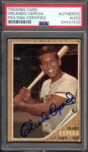 1962 TOPPS #40 Orlando Cepeda GIANTS SIGNED AUTOGRAPH CARD PSA / DNA AUTHENTIC - Picture 1 of 2