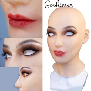 Realistic Silicone Female Face Mask Crossdresser Head Mask For women For Cosplay - Picture 1 of 28