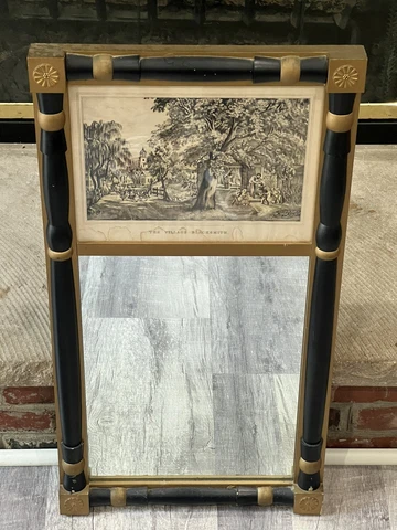 Handmade Adams Cabinet Shop “The Village Blacksmith” Picture/Mirror - Vintage Cover