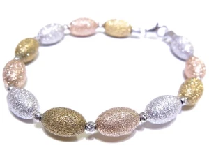 Ladies .925 Silver Fancy Glitter Style Beautiful Bead Extender Lock Bracelet - Picture 1 of 5