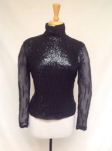 Ladies Black Sequined Cocktail Wedding Jacket No Tag, Measures Size 6-8 - Picture 1 of 5
