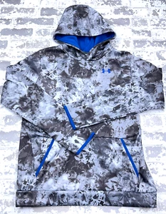 Under Armour Hoodie Boys XL Gray Blue Camo Sweatshirt Sweater Performance Youth - Picture 1 of 9