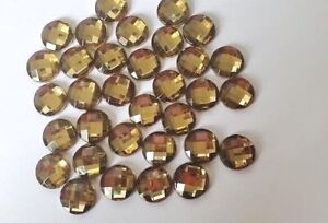 CraftbuddyUS 100x10mm Flatback Faceted Acrylic SMOKY BROWN Round Rhinestone Gems