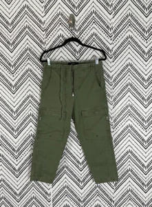 Men Stampd Army Green Cotton Blend Drawstring Cropped Cargo Pants Sz 30 - Picture 1 of 11