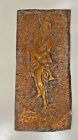Vintage Copper Carving Art Brass Hand Painted Drawing Discharging Man 8"x3.5"