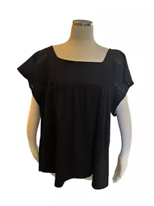 Lane Bryant 22 24 Blouse Top Black Lace Romantic Plus 3X - Picture 1 of 7