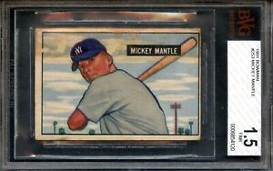 1951 Bowman #253 Mickey Mantle RC BVG 1.5 Rookie HOF New York Yankees 4120