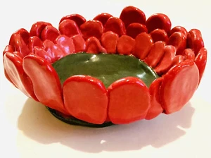 ITALY 1967 SIGNED Groovy Flower Stoneware Bowl Studio Pottery Vintage 60s Hippie - Picture 1 of 4