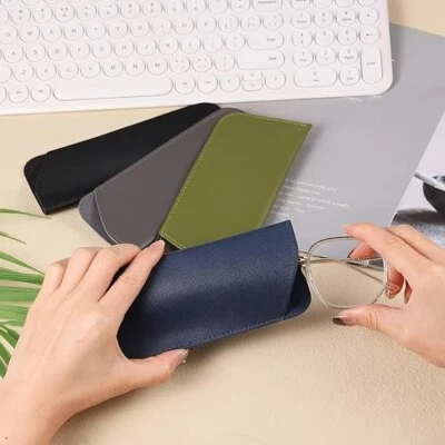 Estuches para gafas de cuero PU suave 4 piezas, 2,9 X 6,88 pulgadas portátiles delgados delgados lectura Foto 1 de 4