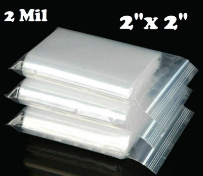 2"x 2" ZIP SEAL BAGS CLEAR 2 MIL PLASTIC RECLOSABLE LOCK MINI BAGGIES 2MIL - Image 1 of 4
