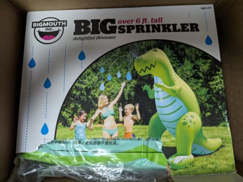 Bigmouth Inflatable T-Rex 6’ Green Water Sprinkler Kids Dinosaur Outdoor Toy NIB