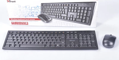 ‎Trust Tastatur und Maus Set kabellos Funk schwarz PC Nola US Layout 18768 - Bild 1 von 4