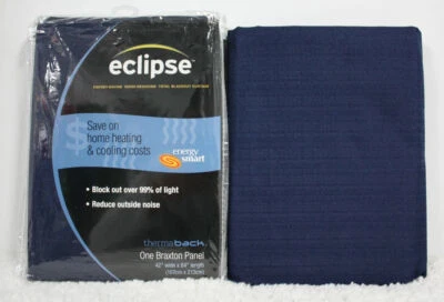 2 PANELS - Eclipse BRAXTON Drapes Curtains - THERMAL BLACKOUT - 84" Long  BLUE - Image 1 of 4
