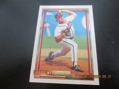 KENT MERCKER BRAVES 1992 TOPPS GOLD BASE CARD  #596 - Image 1 of 2