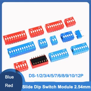 Slide Dip Switch Module 2.54mm DIL SPST PCB Breadboard DS-1/2/3/4/5/7/8/9/10/12P - Picture 1 of 11