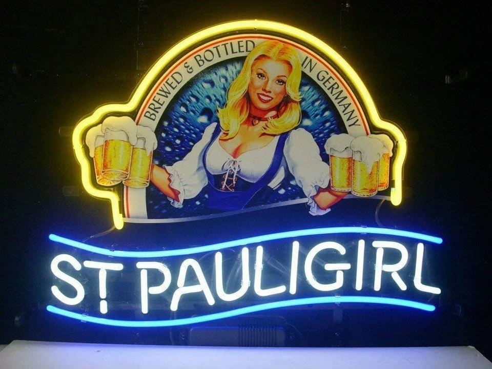PODOL St Pauli Girl Bier Neon Sign Bar Wand Dekor Leuchtreklame Nachtlicht 17"x14"