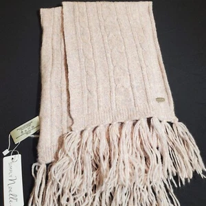 NWT Simply Noelle Light Pink Cable Knit Scarf, Fringe - Thin/lightweight 60" - Picture 1 of 6