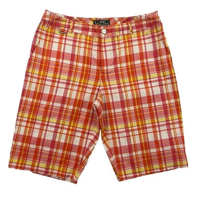 Bermudas Lauren Ralph Lauren Active para mujer 8 rosa y amarillo a cuadros Madras Foto 1 de 4
