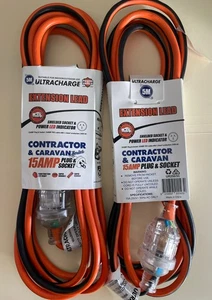 2 X 5 Meter 15amp Extra Heavy Duty Power Extension Cable Lead Cord 5m 15 amp - Picture 1 of 4