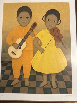 Gustavo Montoya ( Los Ninos Series) NINOS MUSICOS BOY AND GIRL ( Free Shipping) - Image 1 of 4
