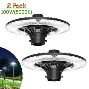 (2Pack) LED Yard Garden Post Top Light Fixture Dusk to Dawn 100W 15000LM 5000K - Picture 1 of 12