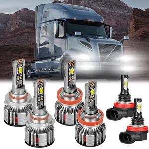 For Volvo VNL VNM 2004-2015 Combo LED Headlight High/Low Beam Fog Light Bulbs - Picture 1 of 18