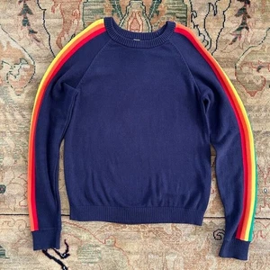 Maglione pullover manica lunga a righe arcobaleno navy bambino nazione taglia 8 - 10 anni  - Foto 1 di 9