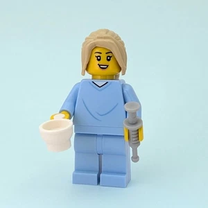 LEGO Nurse Minifigure with Syringe and Cup - Medical Worker - Picture 1 of 6