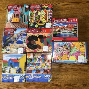 Puzzlebug Deluxe Artbox CraZArt 500 Piece Jigsaw Puzzles Lot of 8 - Picture 1 of 9