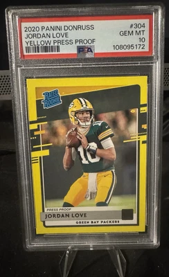 2020 Jordan Love Panini Donruss Yellow Press Proof Color Match RC PSA Gem 10 🔥 - Image 1 of 2
