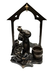 PartyLite Bronze Tone Holy Night Creche Mary Joseph Jesus Candle Holder - Read - Picture 1 of 21