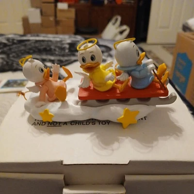 Grolier Huey Dewey Louie Angel adorno de Navidad trineo Disney #26231 Foto 1 de 4