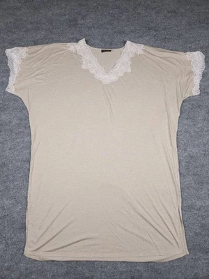 Camisón para mujer Natori XL (40" de largo) beige encaje manga corta mezcla Tencel Foto 1 de 4