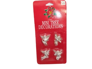 Vintage Walmart Mini Christmas Tree Ornaments 4 Gold Angels Tiny New Old Stock - Picture 1 of 8