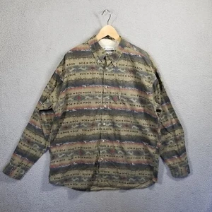 Vintage Columbia Shirt Mens XL Hunting Deer Fishing Aztec Tribal AOP Button UP - Picture 1 of 9