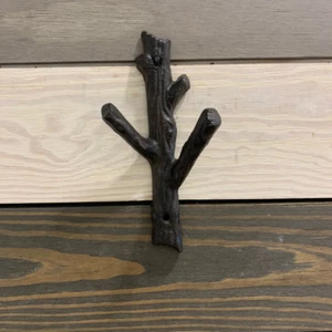 Brown Branch Metal Cast Iron Wall Hook Coat Hat Towel Hanging Heavy Duty - Picture 1 of 7