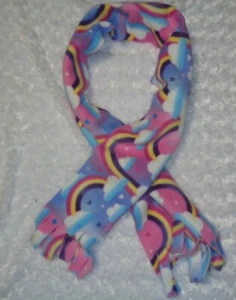 Handmade Fleece Scarf Clouds and Rainbows with Fringe 9" x 60" kids scarf - Picture 1 of 3