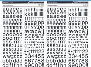 MECANORMA Transfer Lettering Sheet A3 #736 HELVETICA LIGHT 16.3mm - Picture 1 of 2